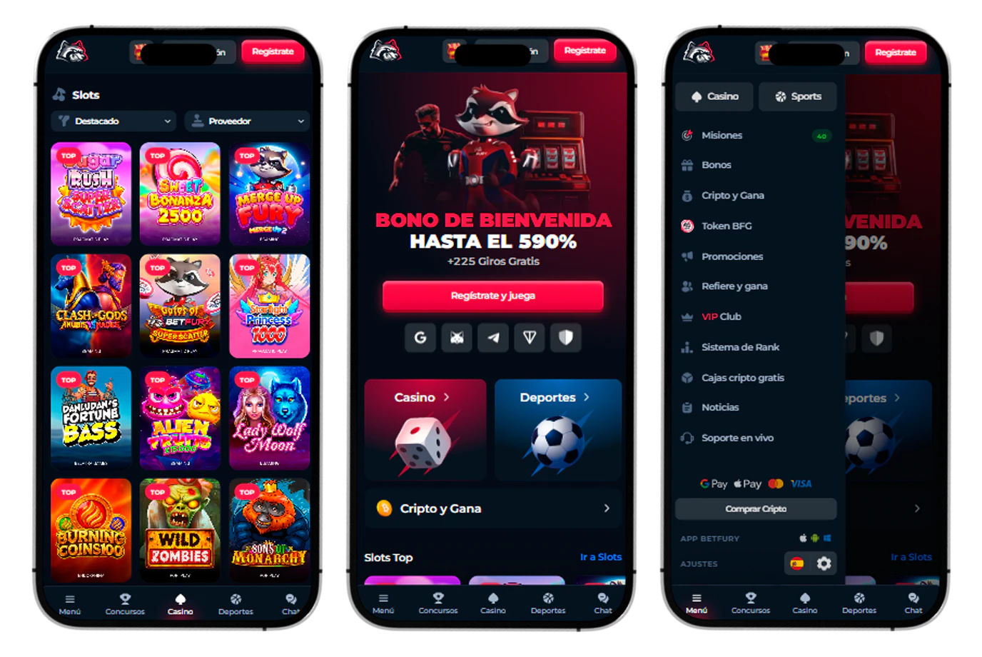 Versión móvil de BetFury para acceder desde smartphones